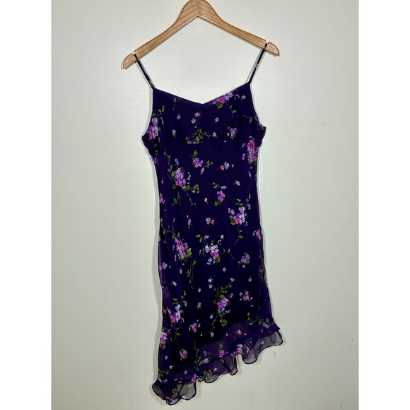 Studio Y Dresses & Skirts - Vintage Y2K Fairy Babydoll Slip Dress Size M Purple Asymmetrical Hem Floral